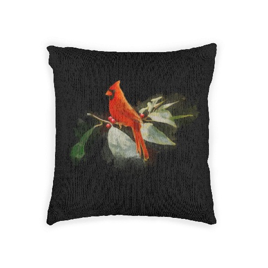 Wild Red Cardinal Bird Woven Pillows