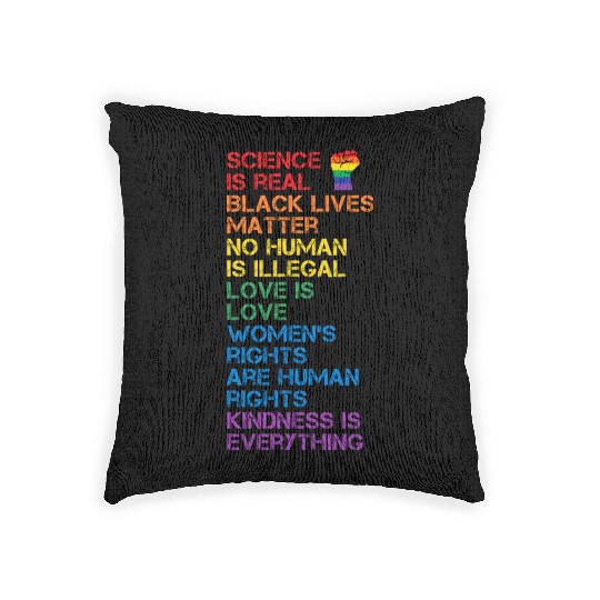 Science Is Real Black Lives Matter Lgbt Blm Fist Woven Pillows