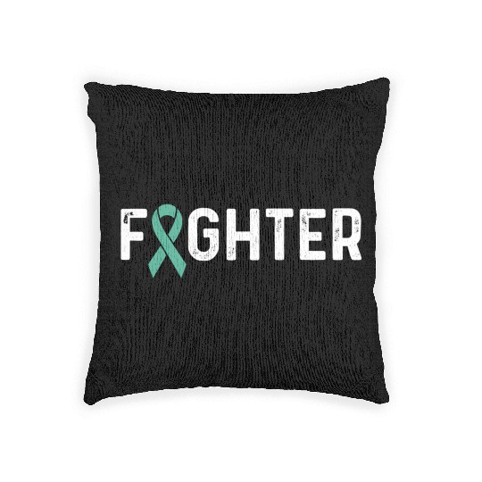 Ovarian Cancer Awareness Products Teal Ribbon Woven Pillows