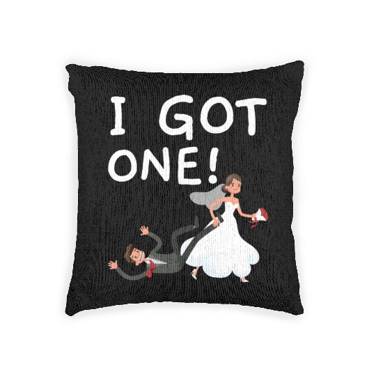 Bride And Groom Wedding Day Marriage Just Married Woven Pillows