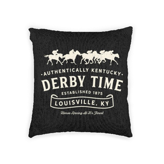 Derby Time Louisville Kentucky Horse Racing Woven Pillows