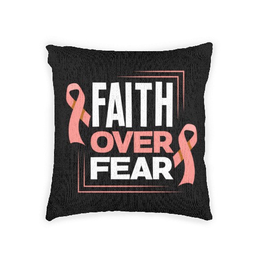 Faith Fear Peach Ribbon Endometrial Cancer Woven Pillows