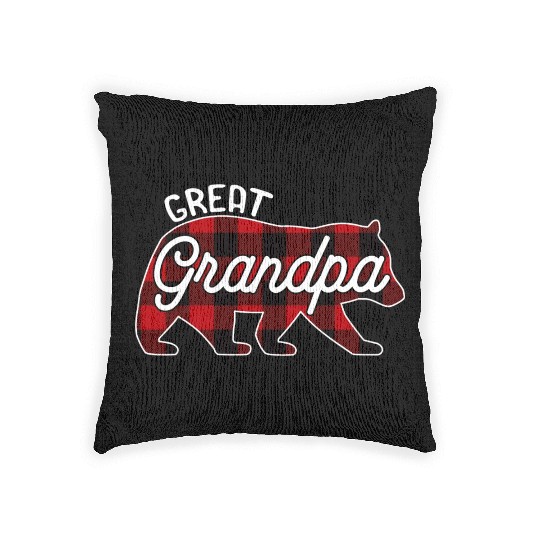 Great Grandpa Bear Red Buffalo Plaid Family Woven Pillows