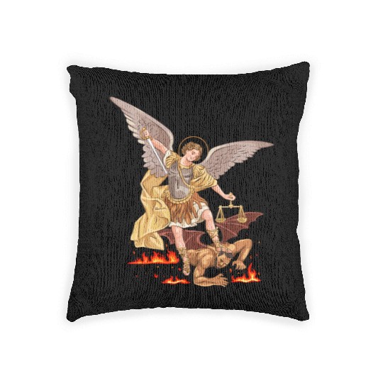 St Michael The Archangel Woven Pillows