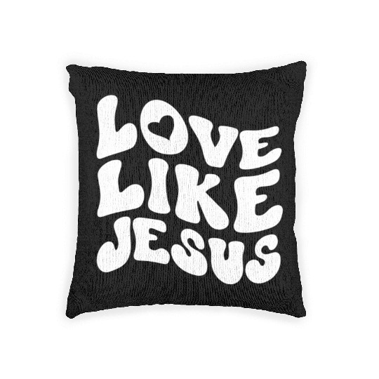 Catholic Christian Love Like Jesus Preppy Groovy Woven Pillows