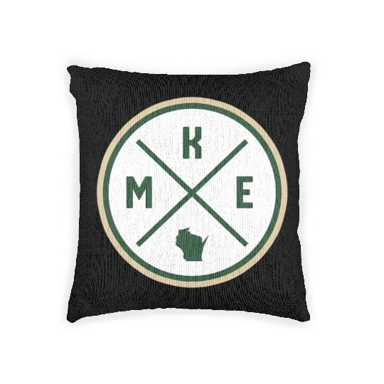 Milwaukee Circle Patch Green Woven Pillows
