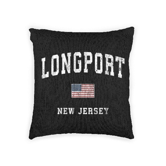 Longport New Jersey Nj American Flag Sports Woven Pillows