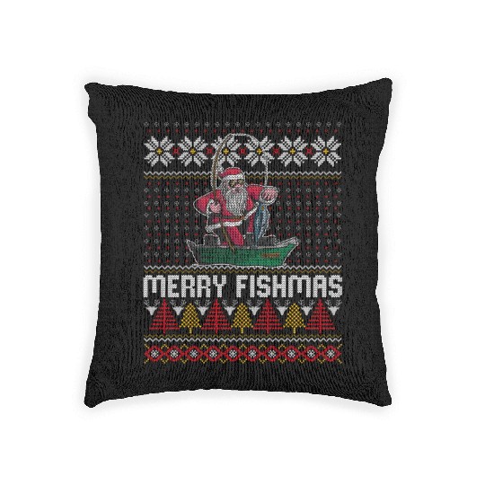 Merry Fishmas Ugly Woven Pillows