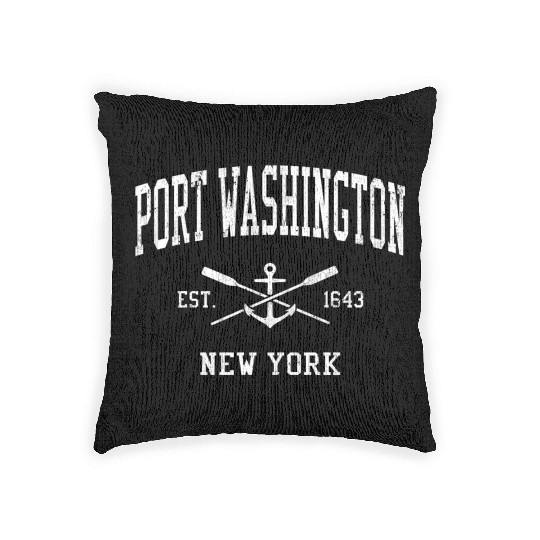 Port Washington Ny Crossed Oars Boat Anchor Sports Woven Pillows