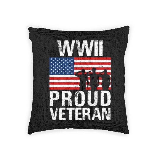 Proud Wwii World War Ii Veteran For Military Woven Pillows
