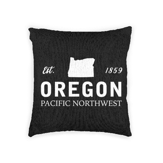 Oregon Est 1859 Pacific Northwest Us Flag Woven Pillows