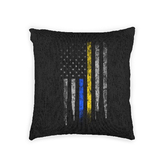 Gold Blue Line 911 Police Dispatcher First Woven Pillows