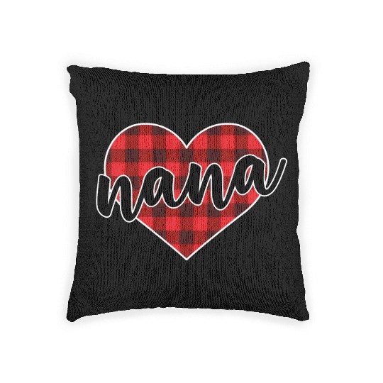 Nana Buffalo Plaid Heart Cozy Winter Pattern Woven Pillows