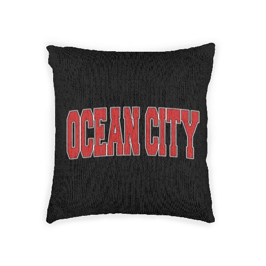 Ocean City Nj New Jersey Varsity Style Usa Sports Woven Pillows