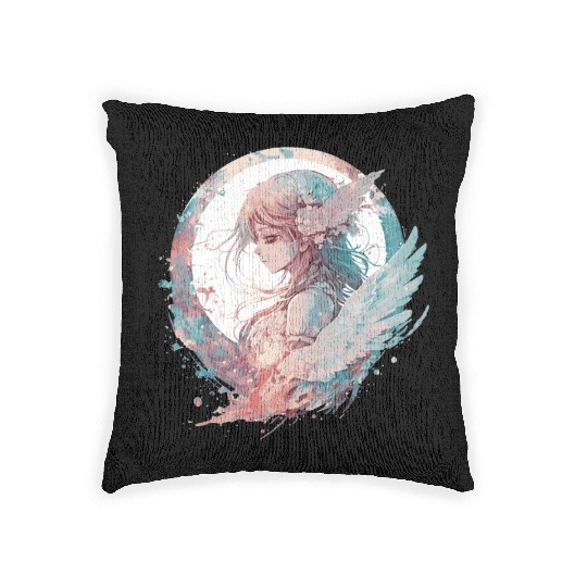 Watercolor Anime Fairy Cute Fairycore Pastel Goth Woven Pillows