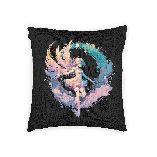 Watercolor Fairy Painting Fairycore Pastel Goth Bu Woven Pillows