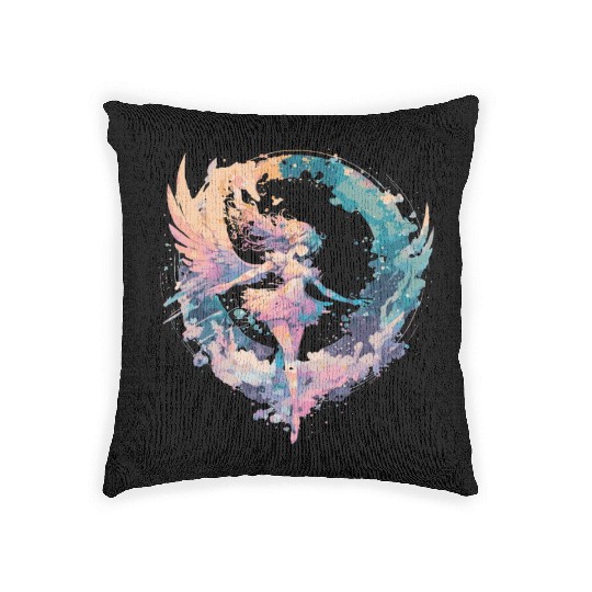 Watercolor Fairy Girls Fairycore Pastel Goth Butte Woven Pillows