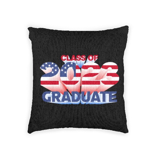 US American Flag 2023 Graduate Patriotic Graduatio Woven Pillows