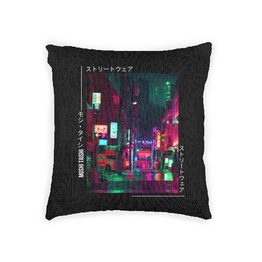 Japanese Cyberpunk Tokyo Streetwear Aesthetic Woven Pillows