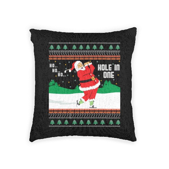 Ho Ho Ho Ugly Santa Golf Jumper Woven Pillows