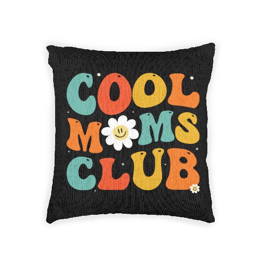 Cool Moms Club Groovy Hippie Theme Mother Day Woven Pillows