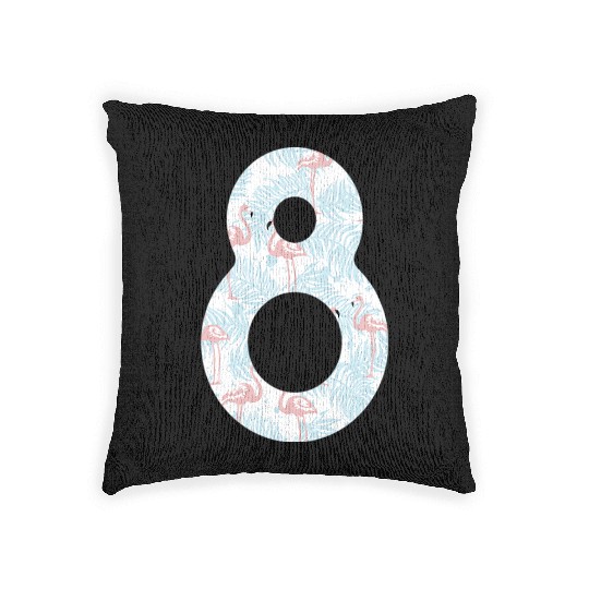 8 T Shirt8 Flamingo Pattern Number Woven Pillows
