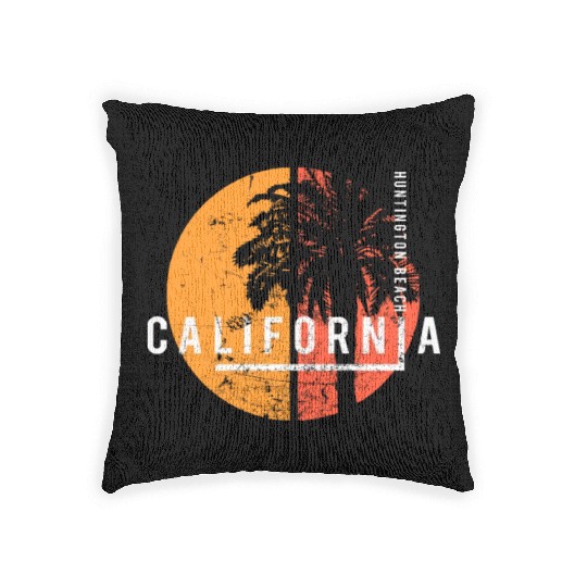 Huntington Beach California Cool Palm Tree Native Woven Pillows