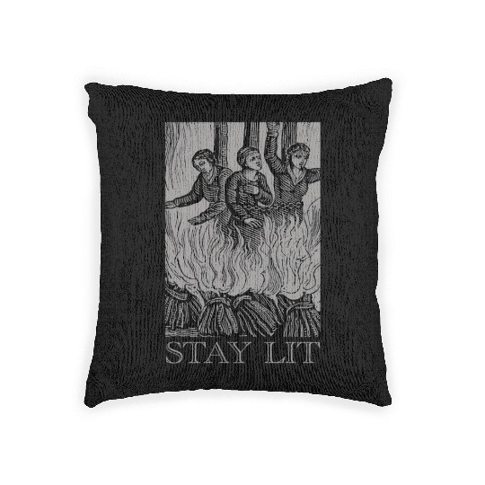 Stay Lit Occult Satan Witch Unholy Baphomet Tarot Woven Pillows