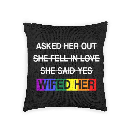 Her Lgbtq Romantic Lesbian Wedding Day Woven Pillows