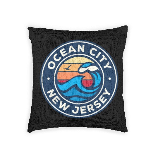Ocean City New Jersey Nj Nautical Waves Woven Pillows