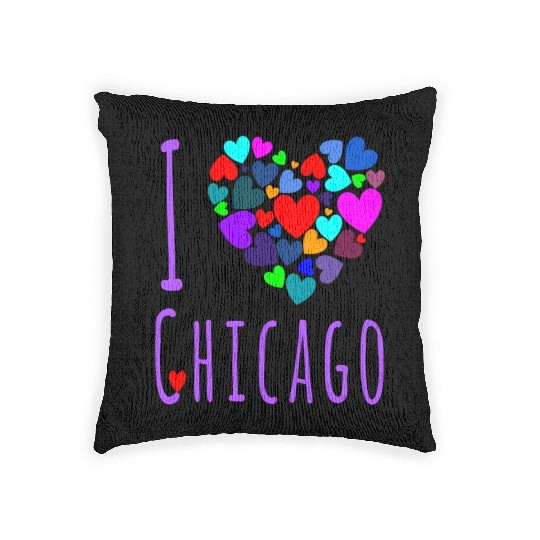 I Love Chicago Heart City Of Chicago Woven Pillows