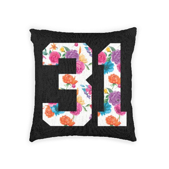 Football For Floral Fan Jersey Number 31 Woven Pillows