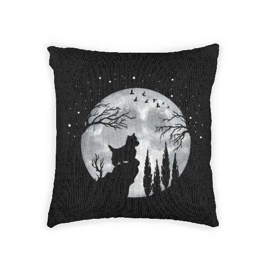 Yorhire Terrier Full Moon At Night Pet Woven Pillows