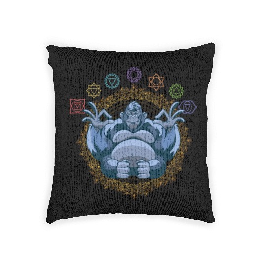 Chakras Meditating Gorilla Ape Monkey Woven Pillows