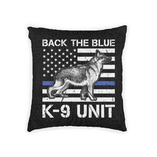 German Shepherd Back The Blue K-9 Unit Police Dogs Woven Pillows