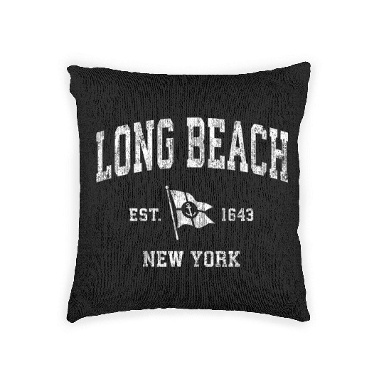 Long Beach Ny Nautical Boat Anchor Flag Sports Woven Pillows