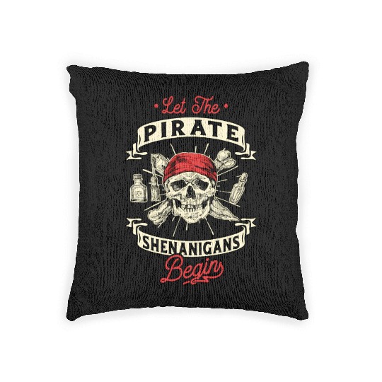 Let The Pirate Shenanigans Begin - Crossbones Woven Pillows