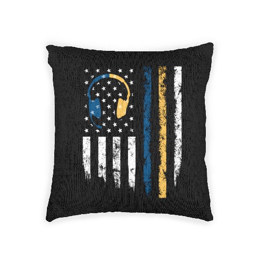 Gold Blue Line 911 Police Dispatcher First Woven Pillows