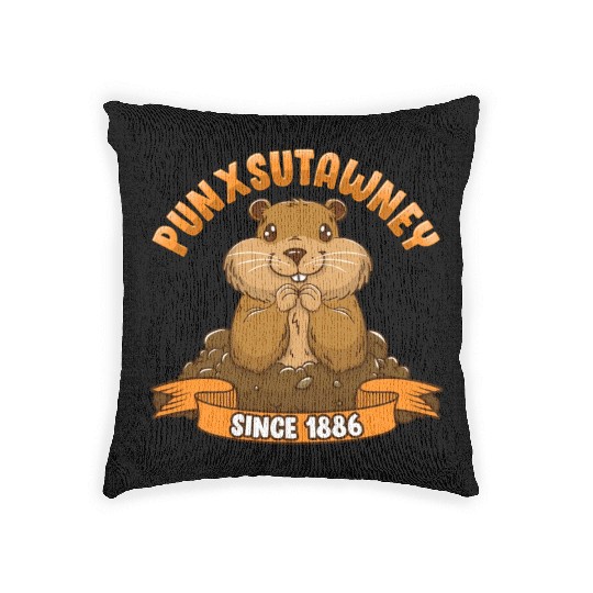Groundhog Day Phil Ground Hog Punxsutawney Woven Pillows