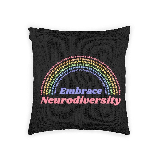 Embrace Neurodiversity Rainbow Woven Pillows