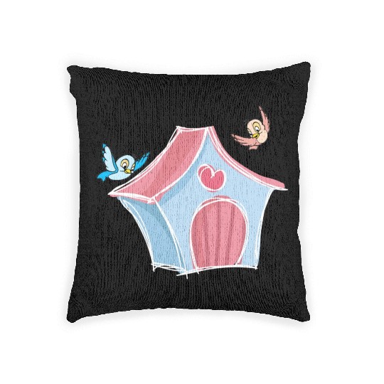 Birds Around Bird Nest Woven Pillows