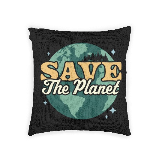 Save The Planet Environmental Retro Vintage Earth Woven Pillows
