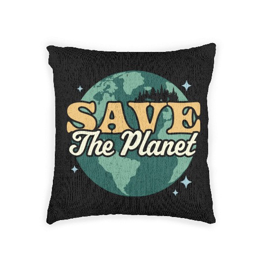 Save The Planet Environmental Retro Vintage Earth Woven Pillows