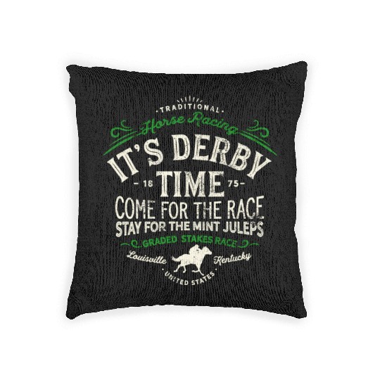 Derby Time Louisville Kentucky Horse Racing Woven Pillows