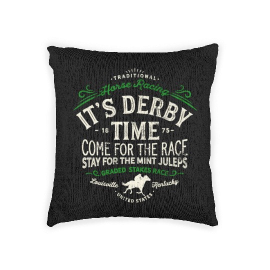 Derby Time Louisville Kentucky Horse Racing Woven Pillows