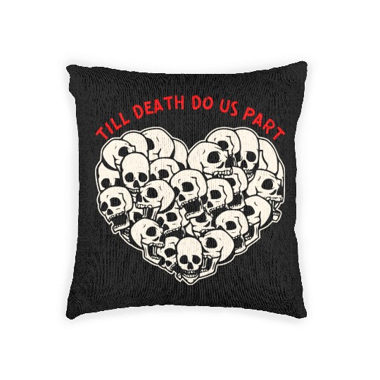 Till Death Do Us Part Skulls Heart ©WhiteTigerLLC Woven Pillows