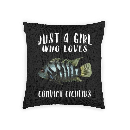 Just A Who Loves Convict Cichlids Fish Woven Pillows