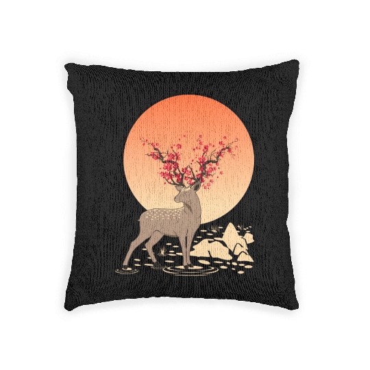 Sika Deer Spirit Sakura Deer Spirit Woven Pillows