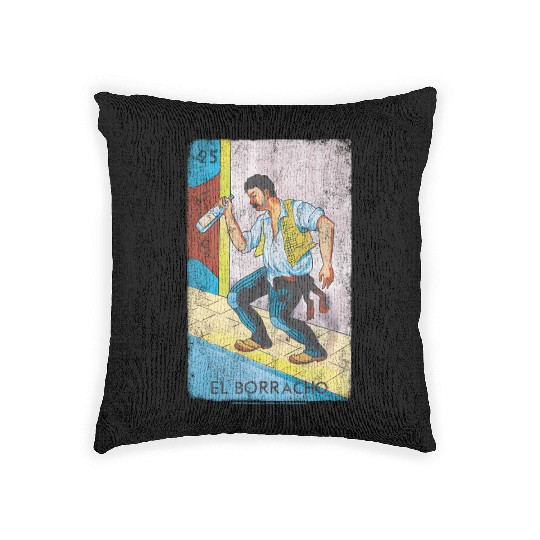 Loteria El Borracho Colorful Tarot Card Woven Pillows