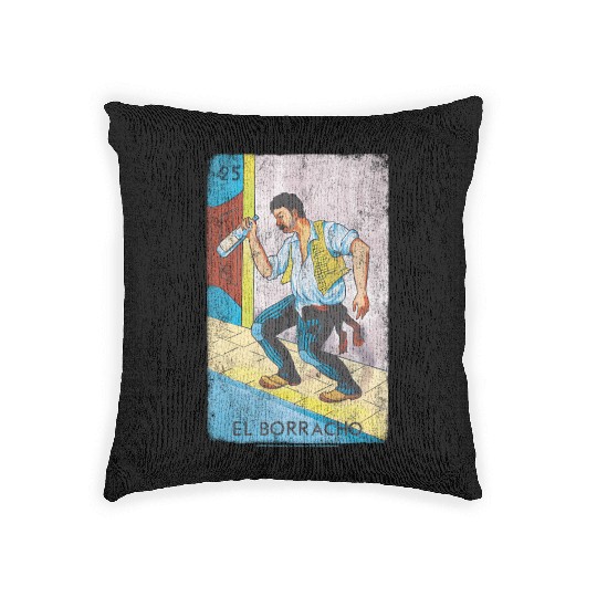 Loteria El Borracho Colorful Tarot Card Woven Pillows
